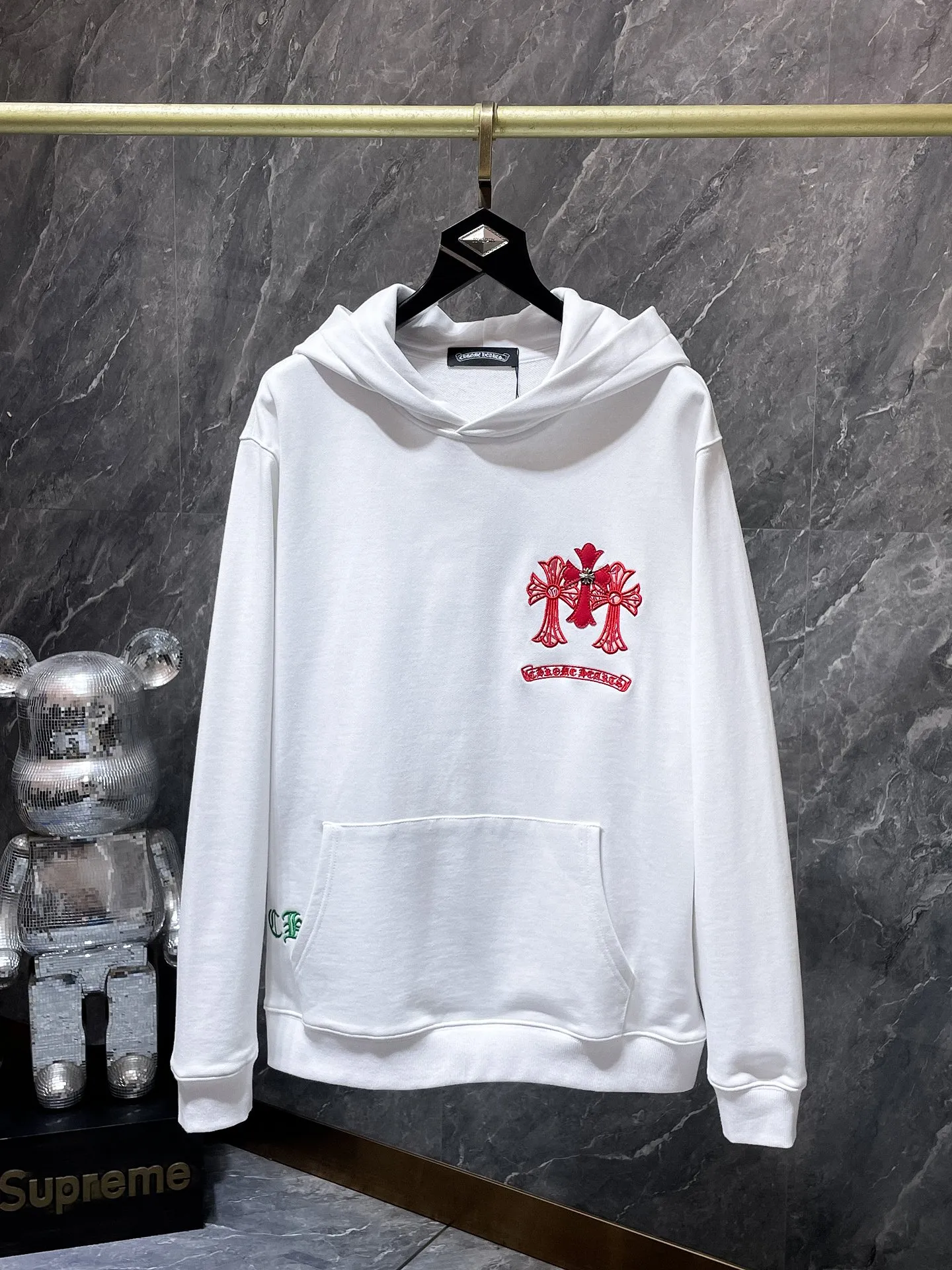 P276 Chrome Hearts Autumn and Winter 2025 Counter Synchronization Horseshoe Cross Handmade Three-dimensional Custom Patched Embroidery Hooded Sweatshirt Heavy Embroidery! ! ! Tens of thousands of needles! ! Improved customized version of 1:1 high-gram weight high-quality fabric Recommended color: white black code number: S, M, L, XL